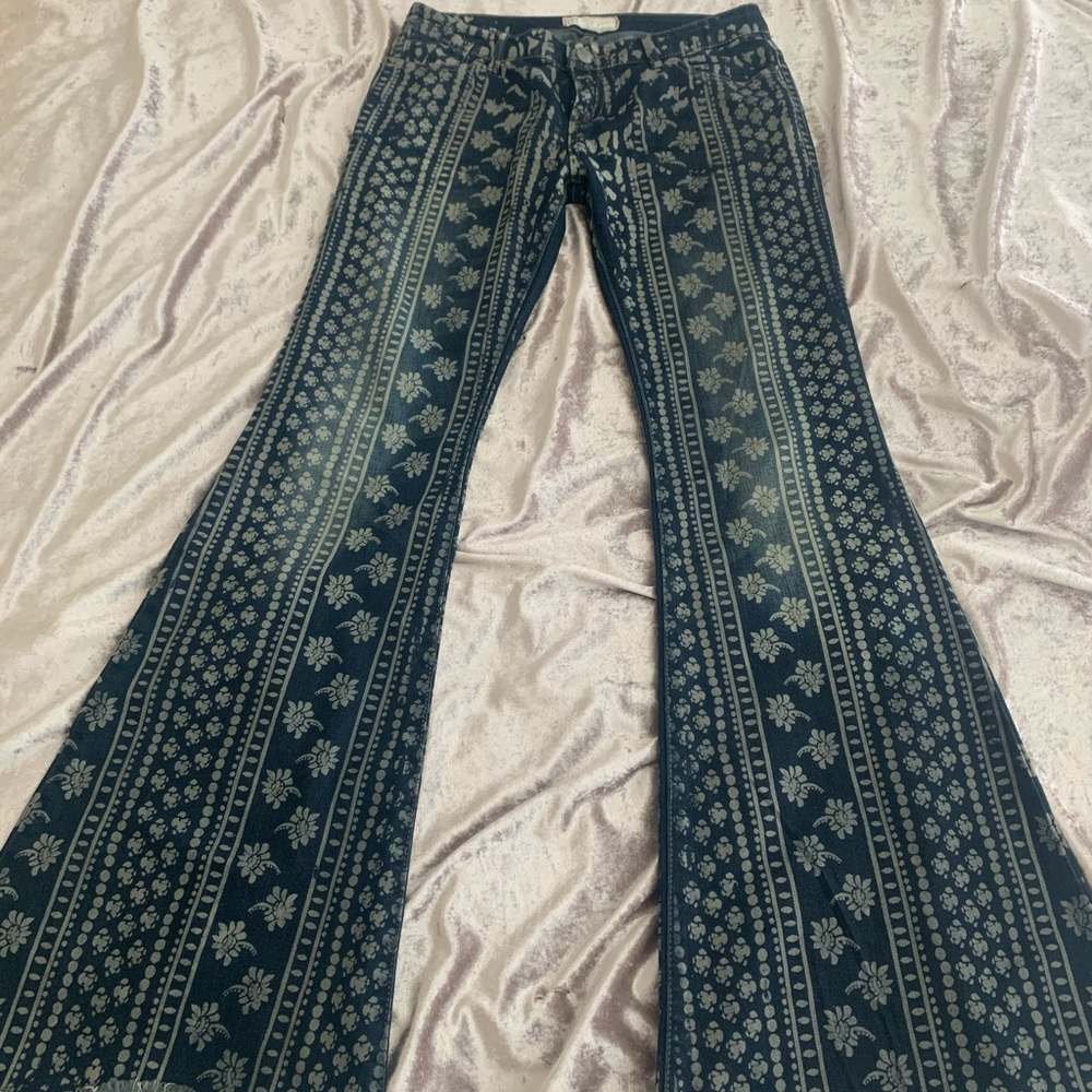 Free people boho printed Jean flares